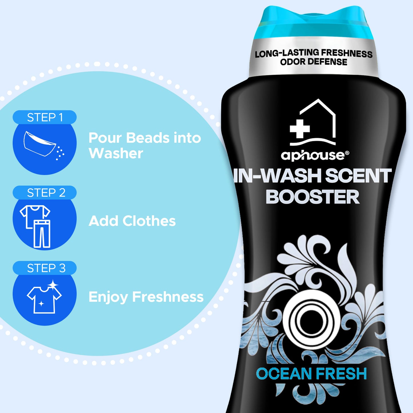 Laundry Scent Booster Beads, Long Lasting Freshness & Odor Elimination, Ocean Fresh Scent, For Clothes & All Washing Machines, 24 oz