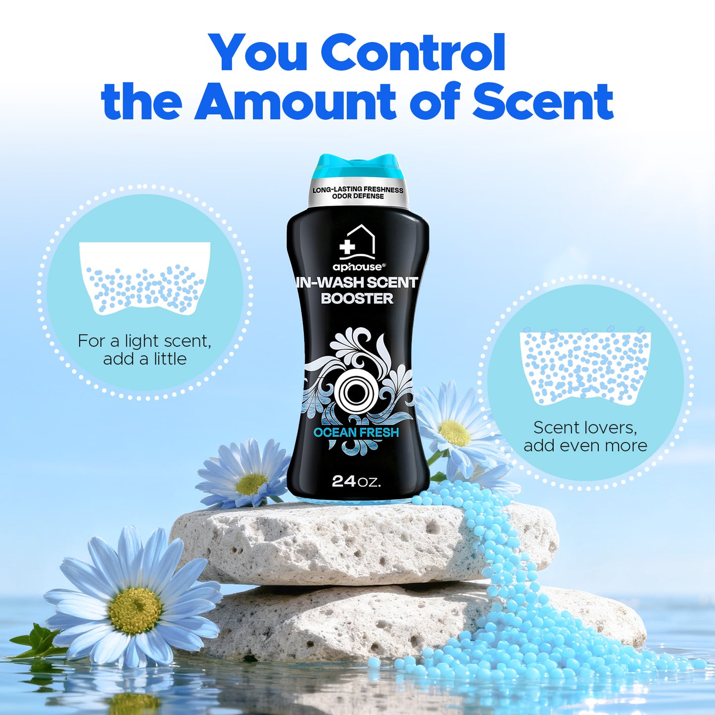 Laundry Scent Booster Beads, Long Lasting Freshness & Odor Elimination, Ocean Fresh Scent, For Clothes & All Washing Machines, 24 oz