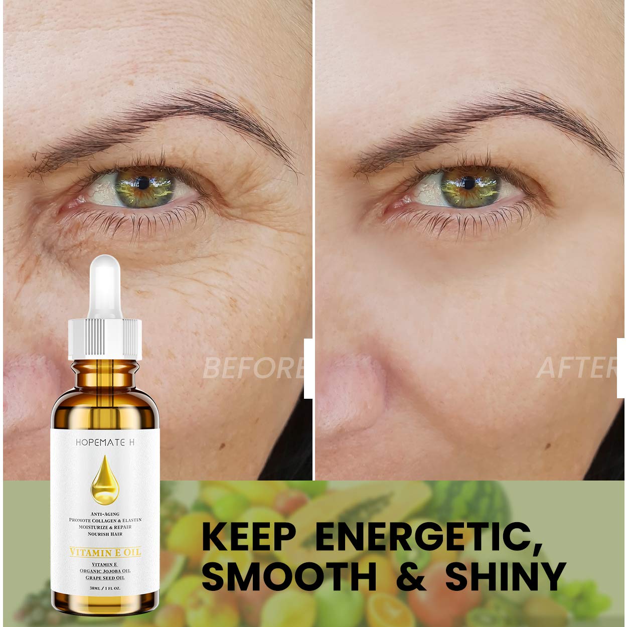H Vitamin E Oil - Anti Aging, Reduce Wrinkles and Fine Lines for Moisturized & Youthful Skin