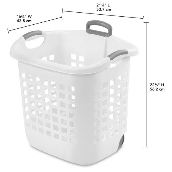 1.75 Bushel Ultra™ Wheeled Laundry Basket Plastic, White, (Pack of 1)
