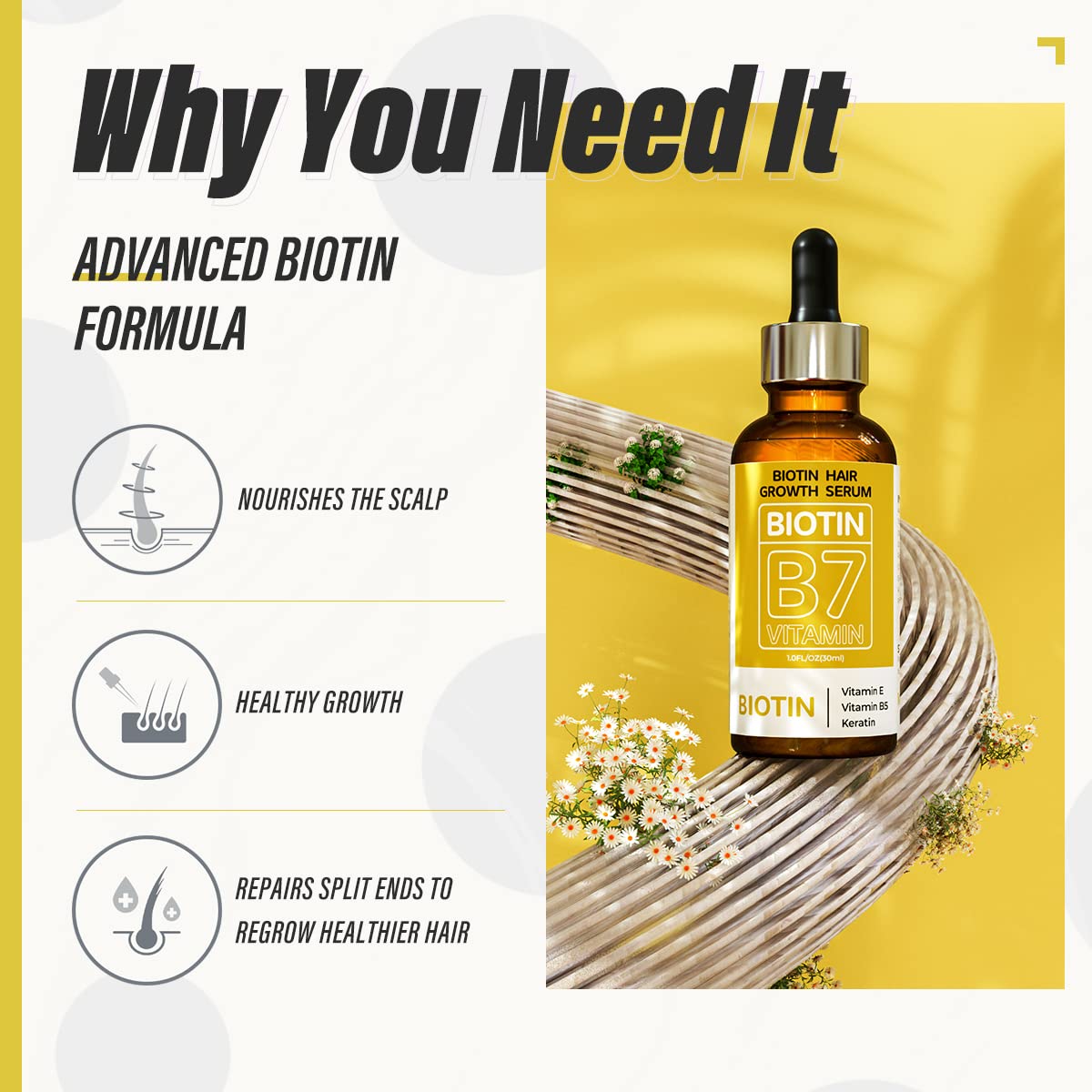 Biotin Hair Growth Serum for Stronger & Thicker Hair
