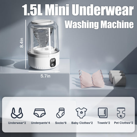 Upgrade Mini Portable Washing Machine Cleans Small Clothes for Apartment Dorm Travel & Hotel Use