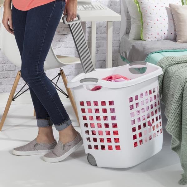 1.75 Bushel Ultra™ Wheeled Laundry Basket Plastic, White, (Pack of 1)