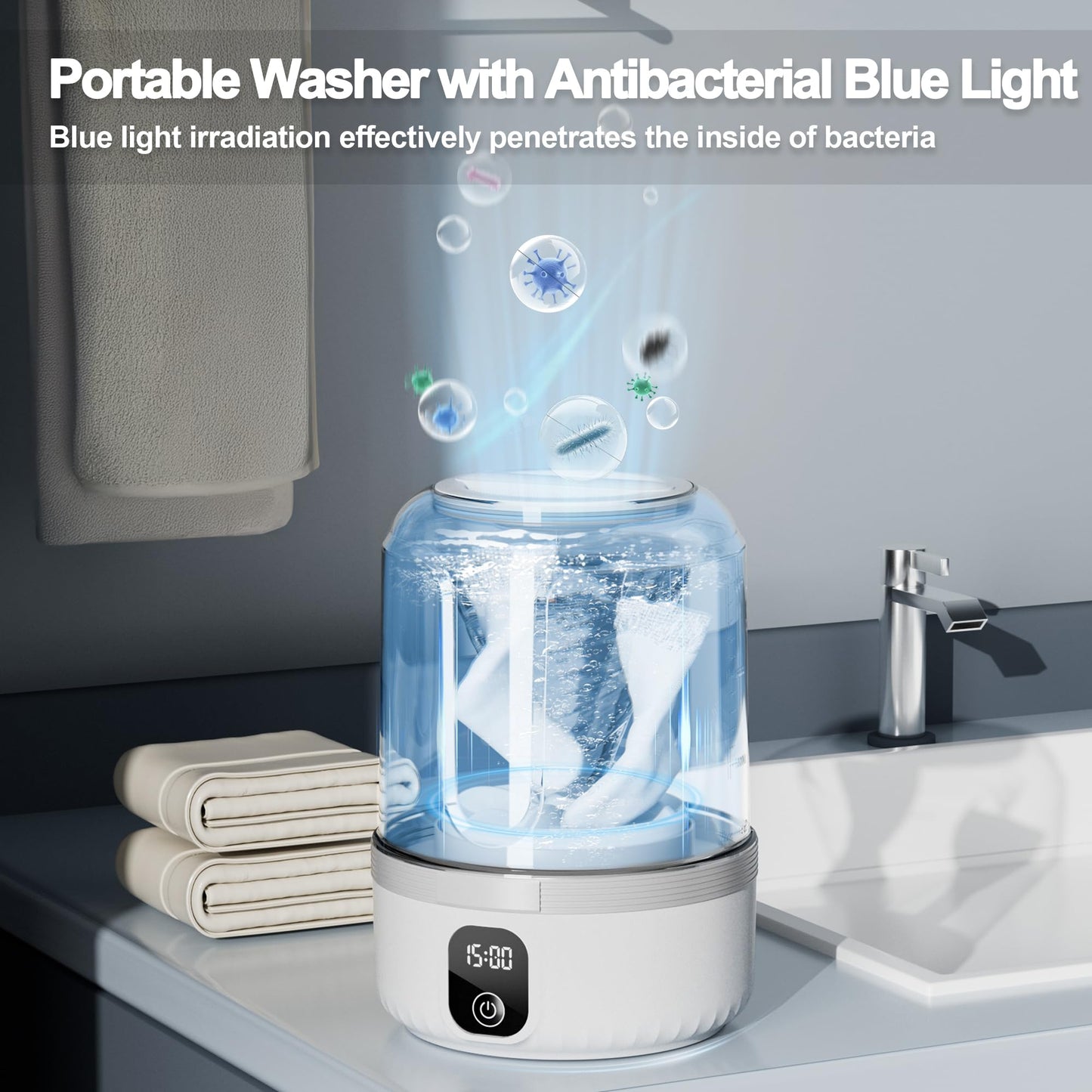 Upgrade Mini Portable Washing Machine Cleans Small Clothes for Apartment Dorm Travel & Hotel Use