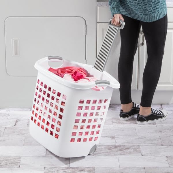 1.75 Bushel Ultra™ Wheeled Laundry Basket Plastic, White, (Pack of 1)