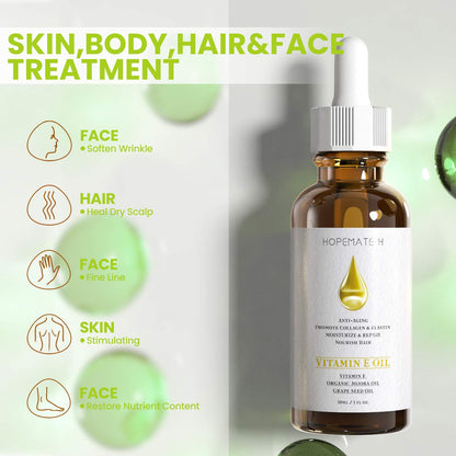 H Vitamin E Oil - Anti Aging, Reduce Wrinkles and Fine Lines for Moisturized & Youthful Skin