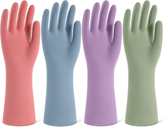 4 Pairs Rubber Cleaning Gloves for Dishwashing