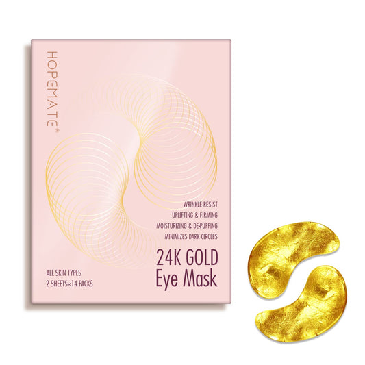 24K Gold Eye Mask with Hyaluronic Acid & Collagen, Reduce Wrinkles
