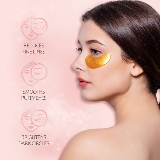 24K Gold Eye Mask with Hyaluronic Acid & Collagen, Reduce Wrinkles