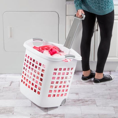 1.75 Bushel Ultra™ Wheeled Laundry Basket Plastic, White, (Pack of 1)
