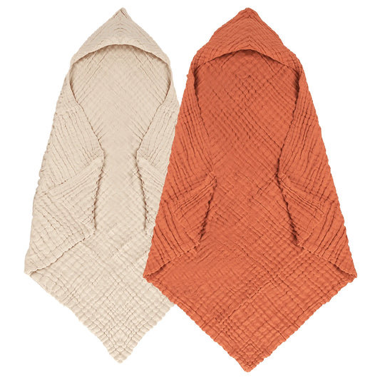 2 Pack Muslin Hooded Towels